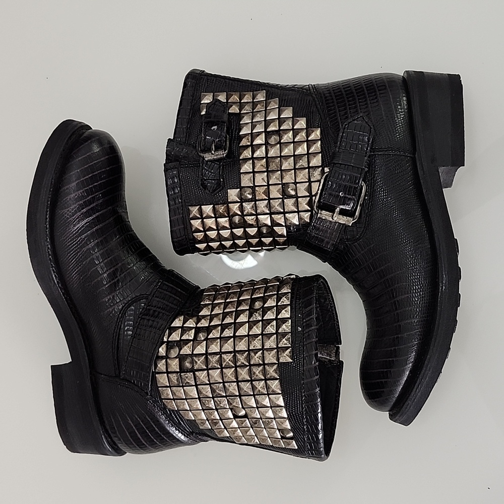Ash studded reptile texture moto boots - Picture 6 of 8